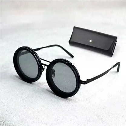 Lunettes de soleil à gradation réglable ND9, rétro Punk rondes pour hommes, pêche en plein air, polarisées UV400, pour la conduite et la pêche