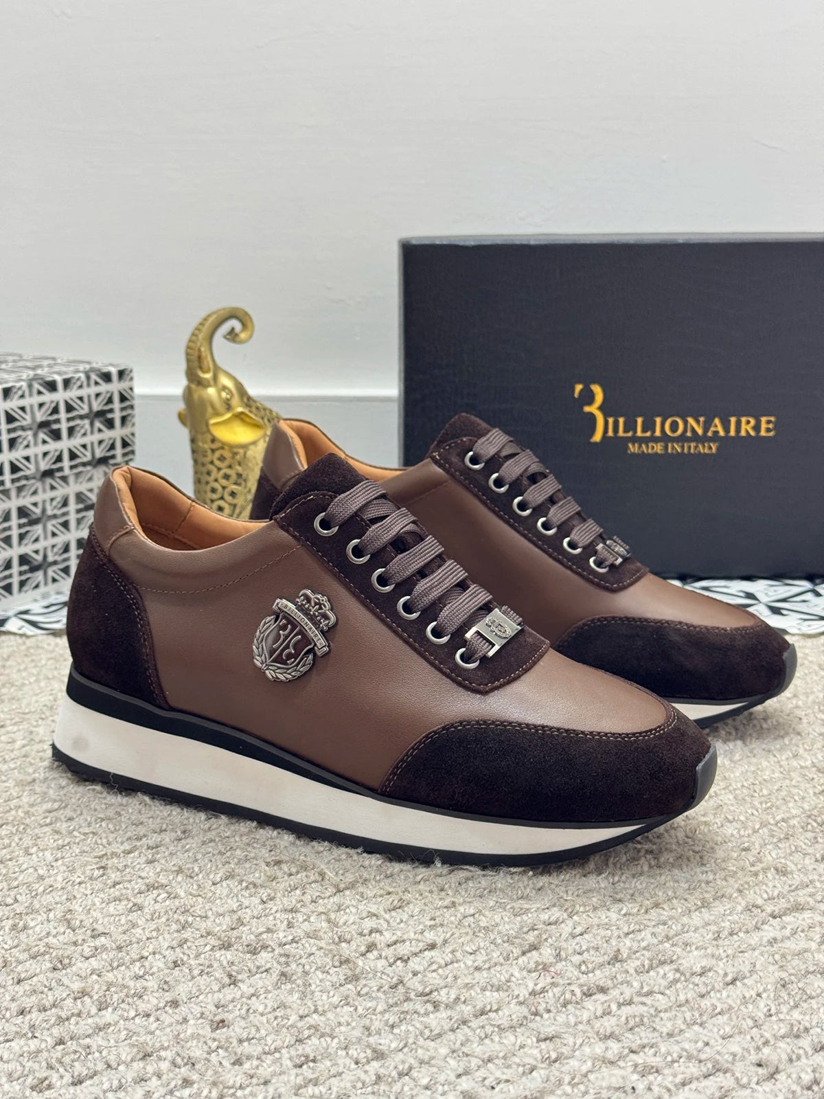 BILLIONAIRE BLSK CPRT chaussures peau de vache 2025 nouvelle broderie mode qualité confort mouvement hommes taille européenne 39-45 chaussures noires