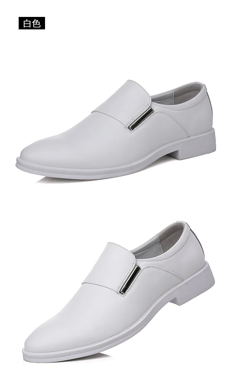 Nouveauté mode britannique hommes blanc noir sans lacet robe affaires chaussures décontractées mocassins mâle robe de mariée chaussures de retour