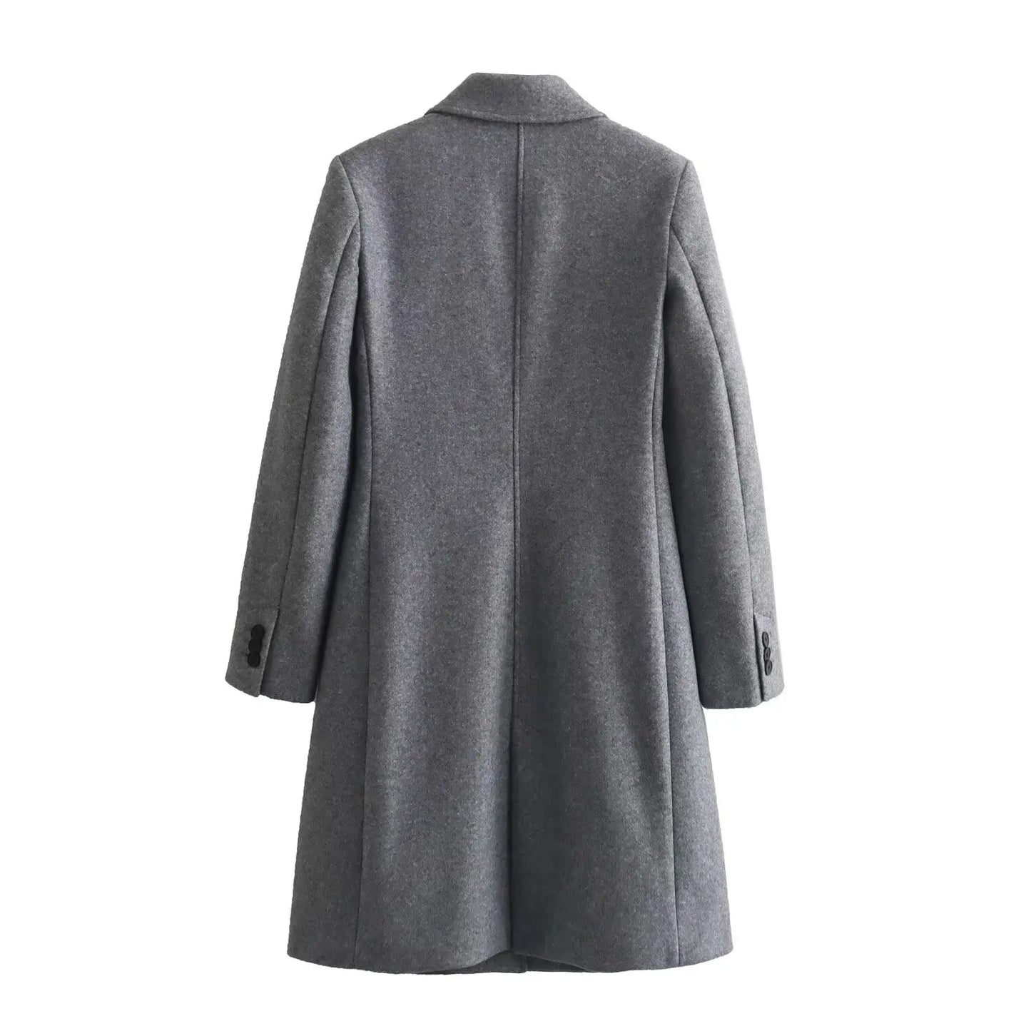 TRAF femmes 2024 automne nouvelle mode Tongle Style coupe ajustée longue manteau décontracté Chic revers bouton à manches longues manteau vêtements d'extérieur Mujer