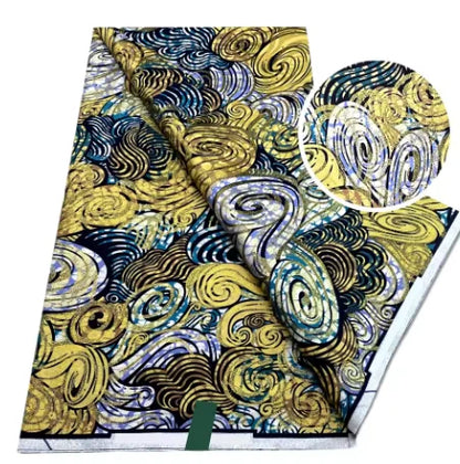 Tissu africain en cire de coton, très bonne qualité, nouvelle grande cire Ankara brillante Pagne, couleur grise, brillant doré, trucs Batik, 6 mètres