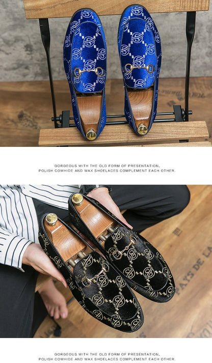 Mocassins de Luxe en Cuir Suédé pour Homme, Chaussures de Grande Taille, Décontractées, de Styliste, pour Robe de Mariée, Plates, Bleues