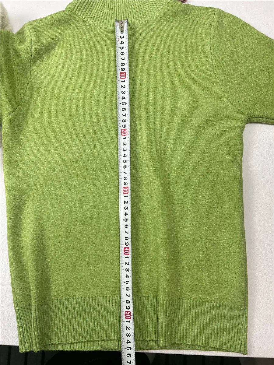 Pull Slim à Demi-Col Roulé pour Femme, Tricot Doublé de Velours, Chaud, Épais, en Jersey Doux, Collection Hiver