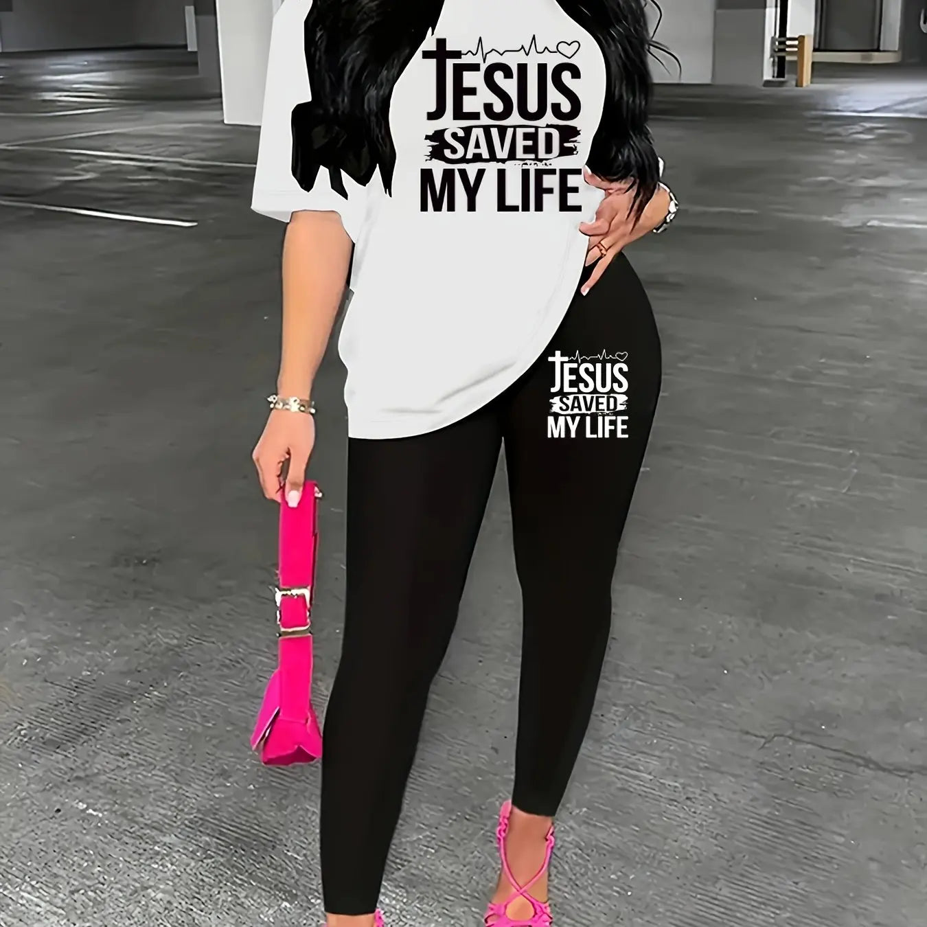 Ensemble de tenue de sport pour femmes, grande taille, lettre imprimée, T-shirt noir à manches courtes, haut et pantalon, Fitness, ensemble 2 pièces