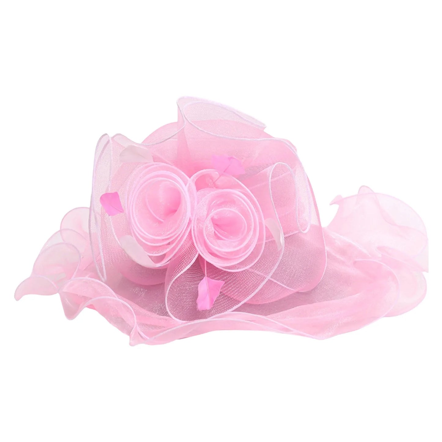 Femmes élégantes chapeau de soleil Organza Fedoras été chapeaux de soleil femmes Kentucky Derby large bord casquette de plage mariage Cocktail thé fête chapeaux