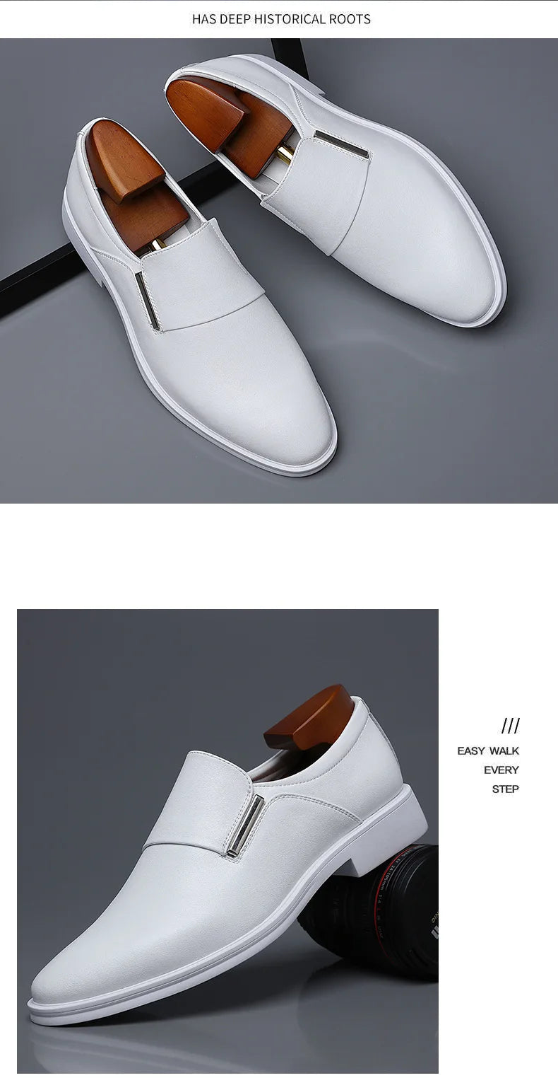 Nouveauté mode britannique hommes blanc noir sans lacet robe affaires chaussures décontractées mocassins mâle robe de mariée chaussures de retour