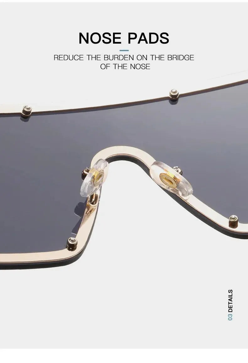 BERAKAH SUPRÊME - Lunettes de soleil à grande monture pour femmes, une pièce, à bords larges, Ins Street Shooting Catwalk Uv400