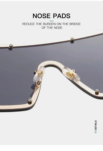 Lunettes de soleil à grande monture pour femmes, une pièce, à bords larges, Ins Street Shooting Catwalk Uv400