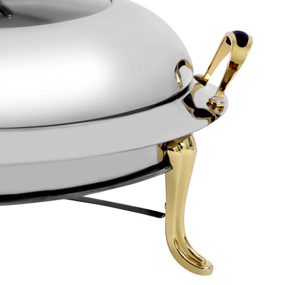 Ensemble de réchaud rond de 3L, chauffe-aliments en acier inoxydable avec couvercle et poignées de transport, feu réglable, dispositif de réchauffement des aliments