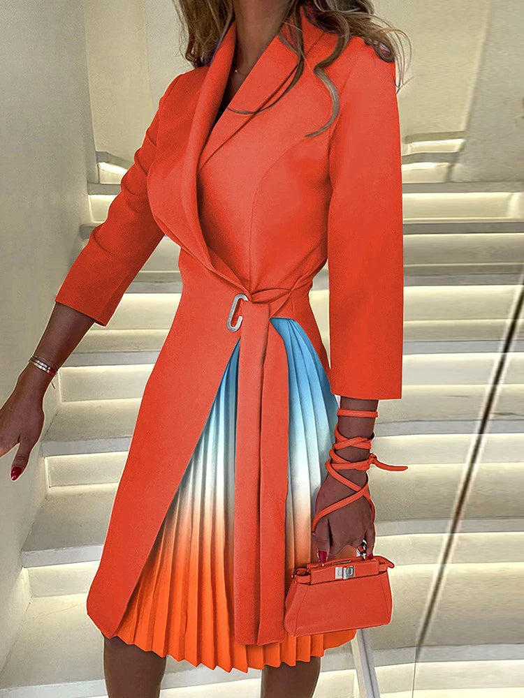 Robe de soirée imprimée à carreaux à manches trois-quarts pour femmes, col en V, dame de bureau, mode pour dames, streetwear d'automne, livraison directe, nouveau