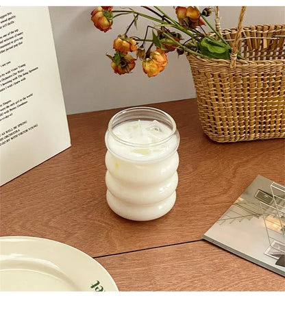 Tasse en verre Transparent Ins de 350ML, verres à boire en forme de chenille résistants à la chaleur, tasse à café, bière, jus de lait, tasse d'eau mignonne