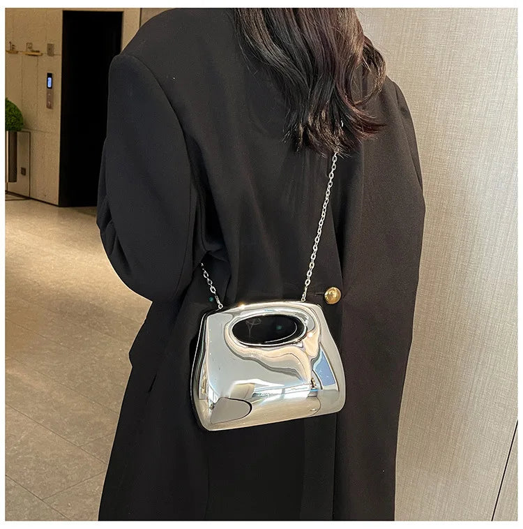 Sac à main hobo en acrylique doré pour femme, sac à main de plage transparent, sac à main de soirée, poignée supérieure ronde, fête de mariage, designer de luxe