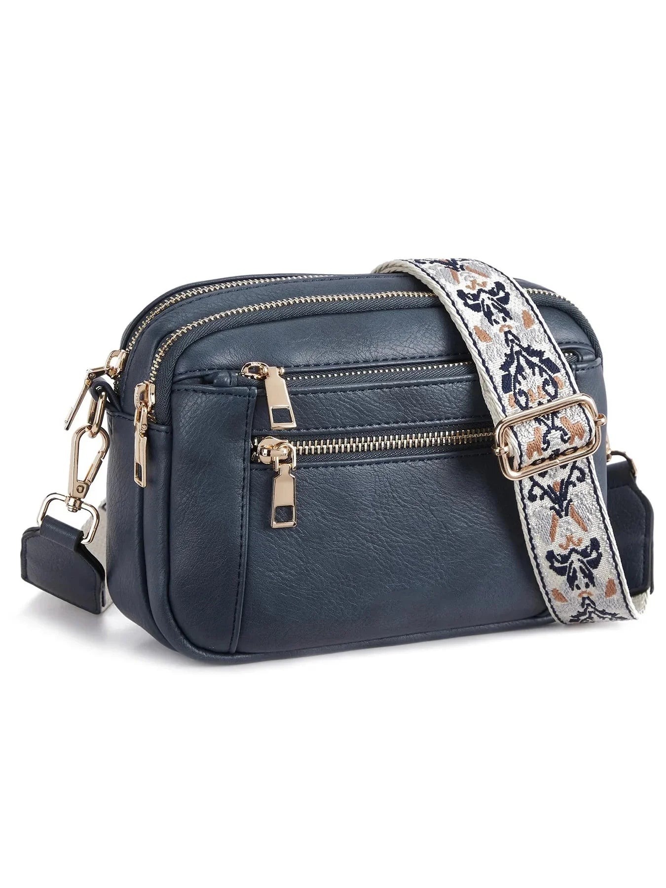 Sac à Bandoulière en Cuir PU avec Fermeture Éclair, Portefeuille Simple Initié, Sangle Réglable, Nuits de Documents Multifonctionnelles, Disponible en Stock