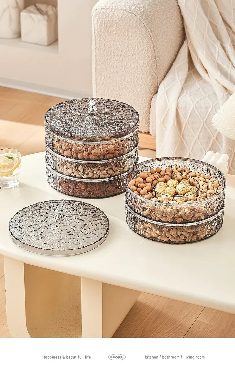 Boîte à snacks transparente multicouche, anti-poussière, acrylique, fruits secs, boîte de rangement pour bonbons et noix, salon moderne, conteneur solaire