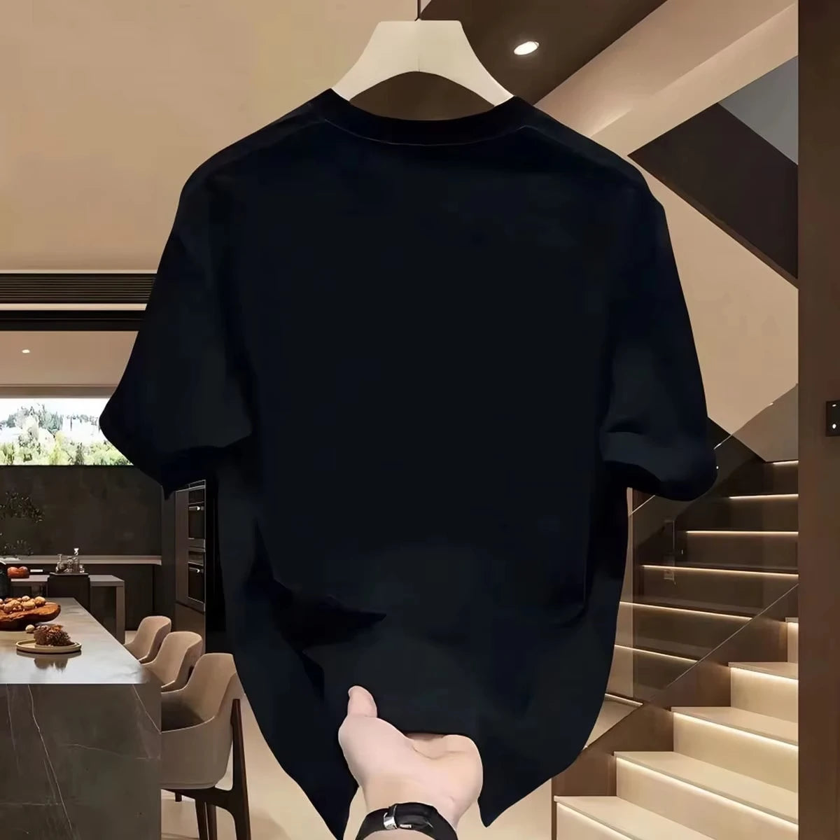 T-shirt d'été en coton pour hommes, confortable et respirant, tendance Ins, nouvelle impression, ample, col rond, polyvalent, haut de banlieue, vêtements pour hommes