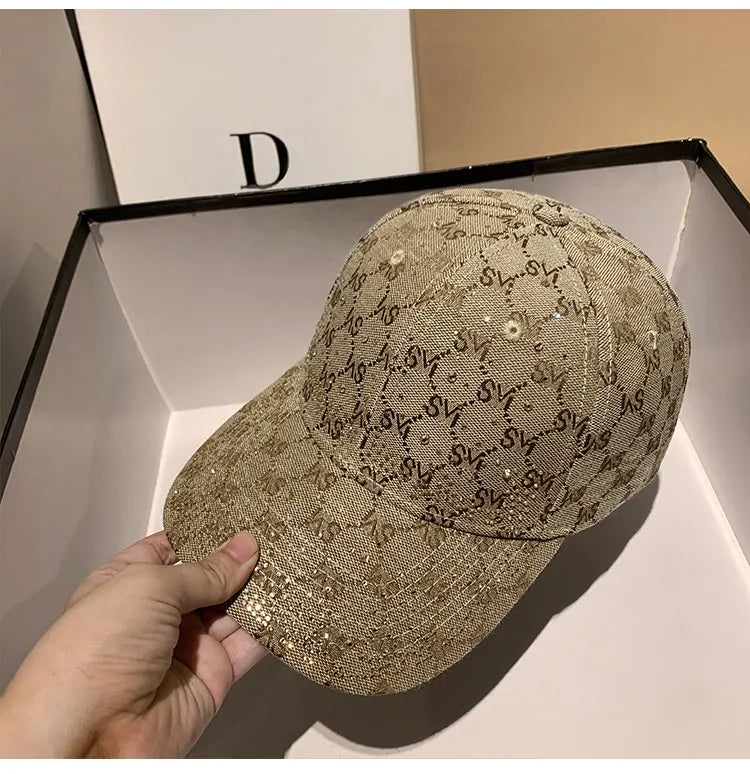 Casquette de Baseball avec lettres en strass pour femmes et hommes, visière de Sport, à rabat, chapeaux de soleil pour femmes, de luxe de styliste