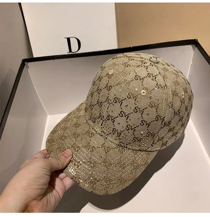 Casquette de Baseball avec lettres en strass pour femmes et hommes, visière de Sport, à rabat, chapeaux de soleil pour femmes, de luxe de styliste