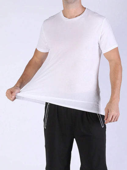 T-shirt de sport à séchage rapide ultraléger pour homme, haut léger, respirant, solide, document, entraînement de fitness, entraînement, course à pied, salle de sport