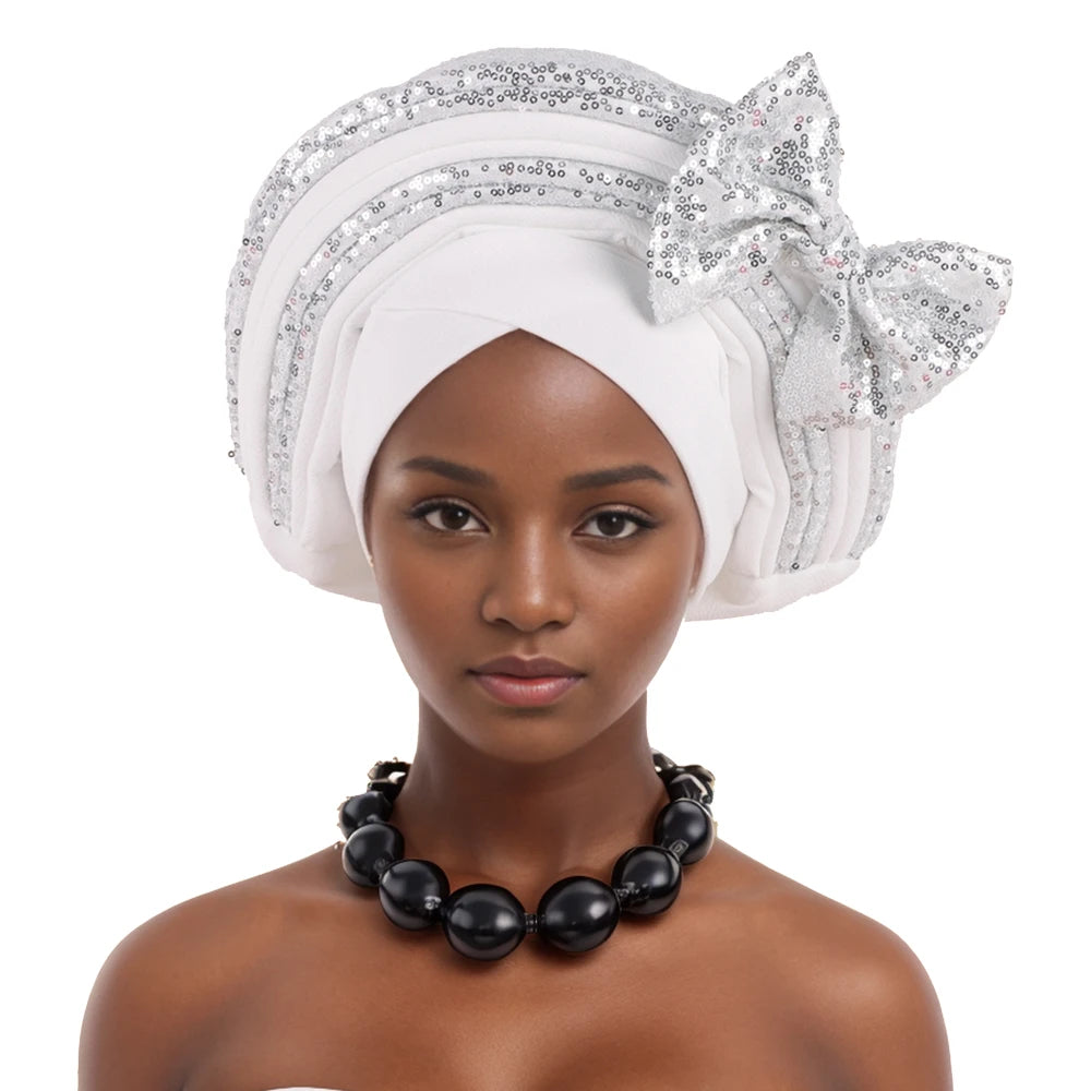 Cravate de Sauna à Paillettes pour Femme, Turban Africain avec Nministériels d Papillon Doux, Accessoire de ix