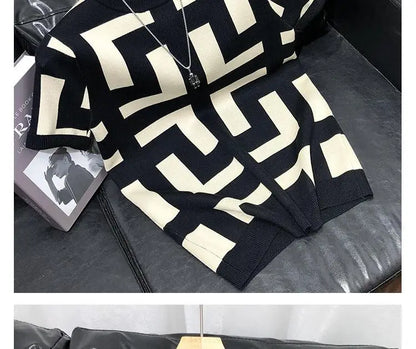 T-shirt à manches courtes Ice Inj, col rond, conception haut de gamme, fouet, imprimé géométrique, loisirs simples, mode estivale, nouveau, 2024