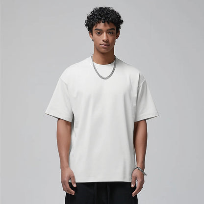 100 T shirt en coton lourd pour hommes et femmes, Tops à manches courtes, Tee shirts solides et surdimensionnés, vêtements de qualité 6.8oz 230gsm