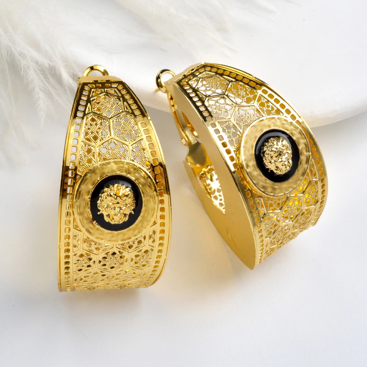 ZEADear – boucles d'oreilles ajourées couleur or 18 carats, en émail noir, gouttes d'huile, boucles d'oreilles, cadeaux de mariage du Nigeria et de l'afrique