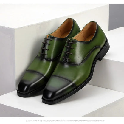 Chaussures en cuir formelles pour hommes, chaussures d'affaires britanniques décontractées Oxford confortables pour mariage en cuir véritable