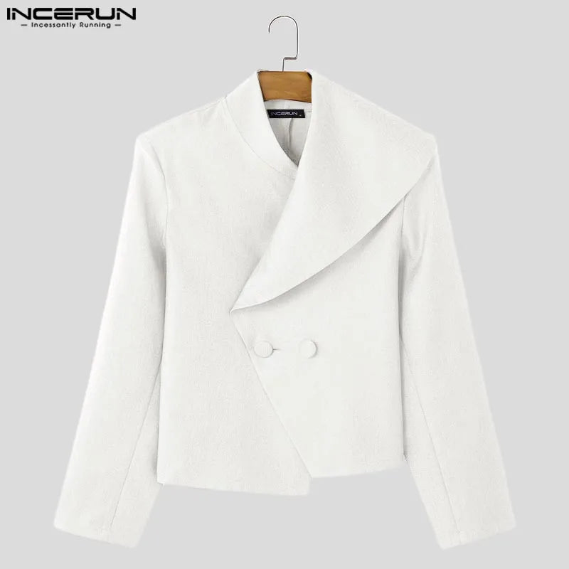 Y-INCERUN-Blazer à Manches sulfDécontracté pour Homme, Col Trempé, Couleur Unie, Assressenti, Nouveau, 2025