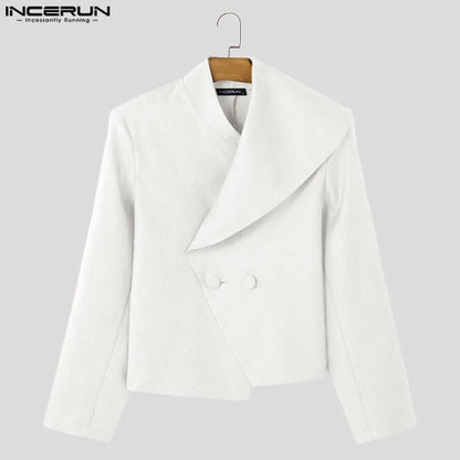Y-INCERUN-Blazer à Manches sulfDécontracté pour Homme, Col Trempé, Couleur Unie, Assressenti, Nouveau, 2025