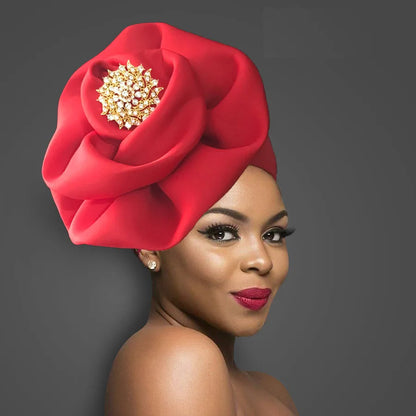 Chapeau Turban à grande fleur pour femmes, casquette Hijab musulmane, diamants, enveloppe de tête, Bandana, casquette de chimio, chapeau africain, 2023