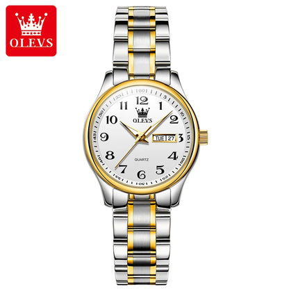 OLEVS montre à Quartz de luxe pour femmes montre élégante en acier inoxydable lumineux étanche semaine Date montre-bracelet dames robe montre