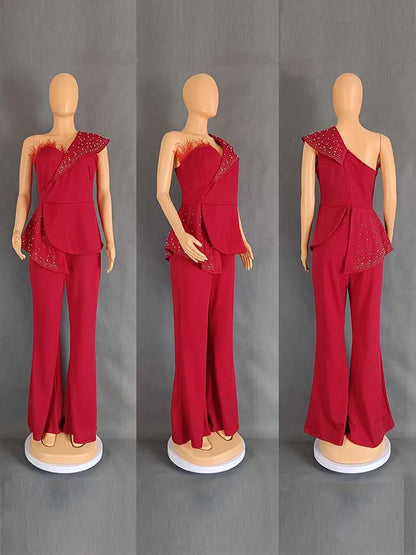 Combinaison sans bretelles taille haute, col à rivets, pour soirée et fête, haut tubulaire, élégante, Sexy, pour anniversaire