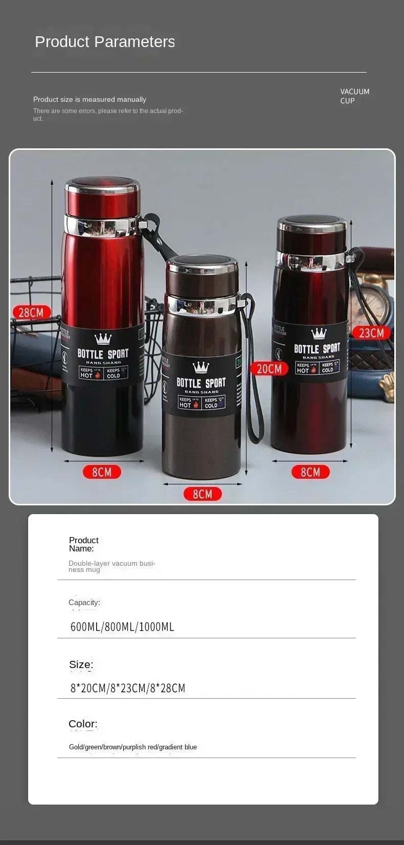 Bouteille d'eau thermique garder la bouteille d'eau froide et chaude Thermos pour café thé flacons sous vide bouteille Thermos en acier inoxydable cadeaux