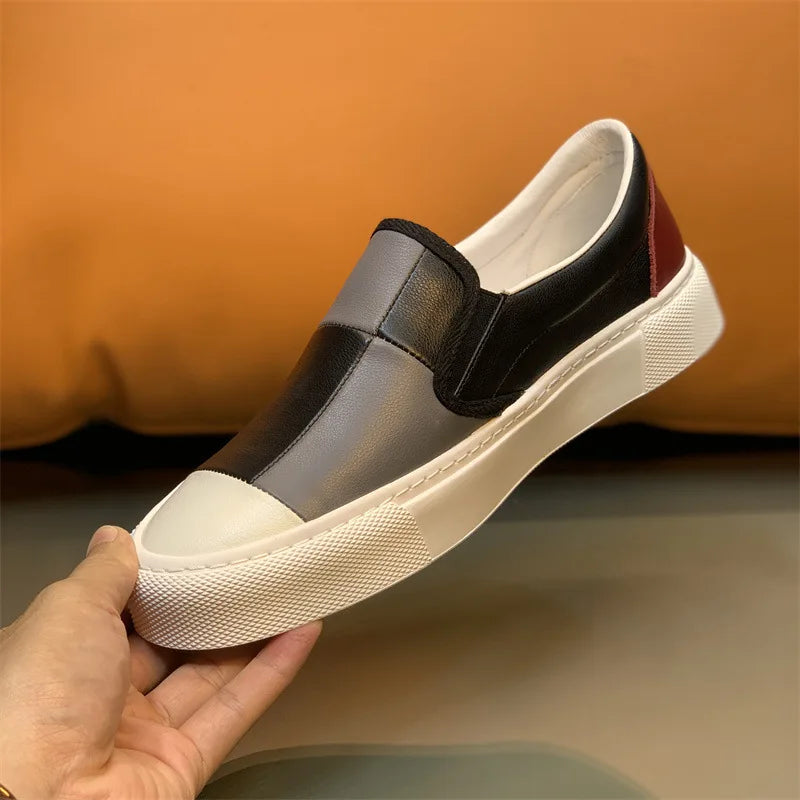Mocassins plats en cuir véritable pour hommes, chaussures basses respirantes, design de nuit de documents, haute qualité, mode