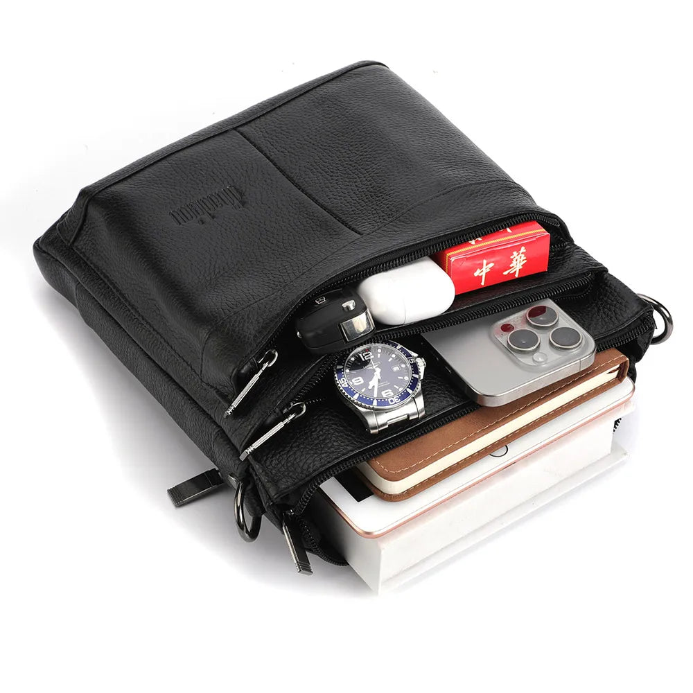 Sac messager en cuir pour hommes, sac à bandoulière d'affaires, petit sac à bandoulière multifonction, sac de voyage pour hommes