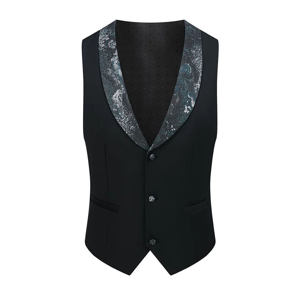 Costume vert 3 pièces pour hommes, veste de robe de soirée de mariage avec gilet et pantalon, ensembles Slim à la mode pour hommes, tissu Jacquard Beige, noir, bleu