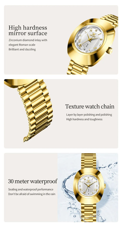 OLEVS Top marque de luxe montre pour femme élégante mode or acier inoxydable montres pour femmes calendrier étanche montre-bracelet à Quartz