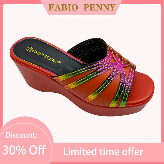 BS -  2025 Nouveau Laser Rainbow Design pantoufles pour femmes à semelles épaisses, exquises et à la mode pour banquets et fêtes