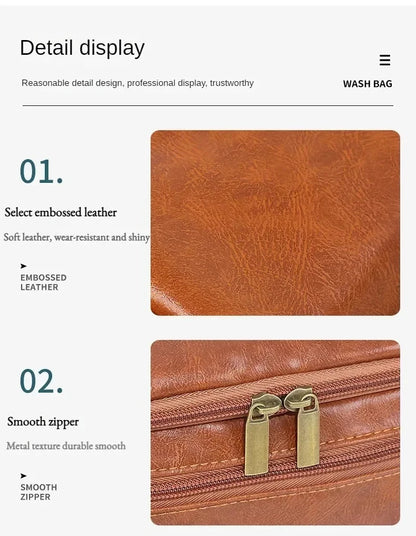 Trousse de toilette en cuir pour hommes et femmes, Kit Dopp, trousse de toilette suspendue pour hommes, trousse de toilette de voyage pour voyager, grand sac à cosmétiques pour T