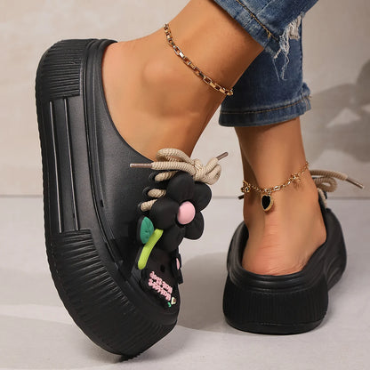 Pantoufles d'été pour femmes, jolies sandales à plateforme décoratives, sabots d'extérieur décontractés, sandales de plage, diapositives antidérapantes, chaussures d'intérieur et de maison 35-42