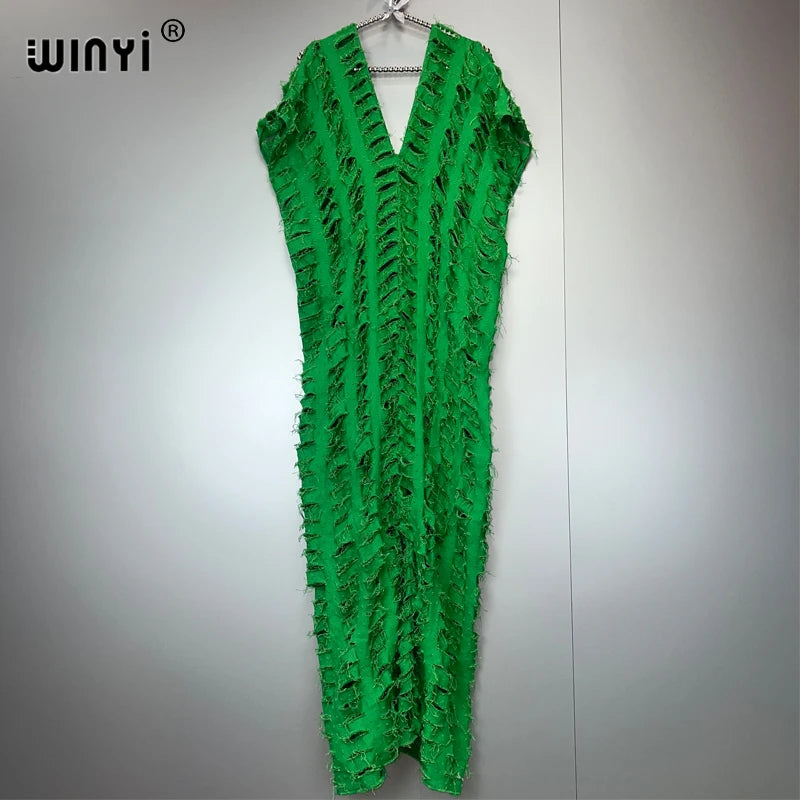 WINYI été Original ajouré ample denim combinaison mode couvrir