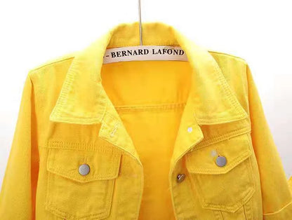 Femmes Denim veste printemps automne manteau court rose Jean vestes décontracté hauts violet jaune violet bleu hauts amples dame vêtements d'extérieur