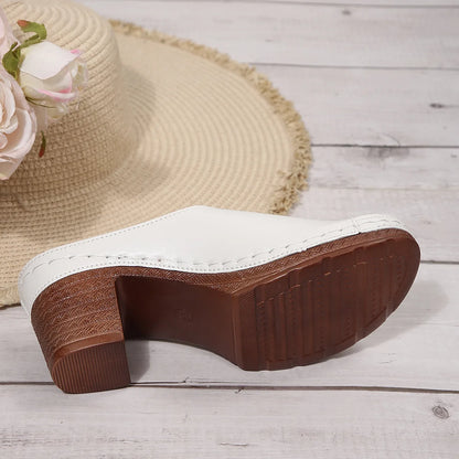 Pantoufles à talons hauts et bout ouvert pour femmes, nouvelle mode d'été, vêtements d'extérieur, chaussures à enfiler, tailles 36 à 43, amorti supérieur en polyuréthane