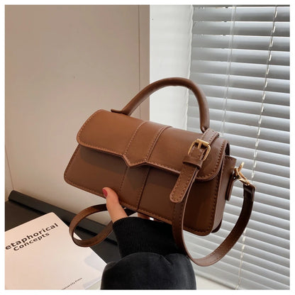 Sac à main en cuir PU pour femme, sac à bandoulière, sac sous les bras vintage, cartable carré, noir, mode initiée