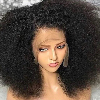 Perruque Bob Lace Front Wig courte bouclée et crépue noire naturelle, 16 pouces, densité 180, BabyHair, pre-plucked, résistante à la chaleur, sans colle, pour femmes, quotidien