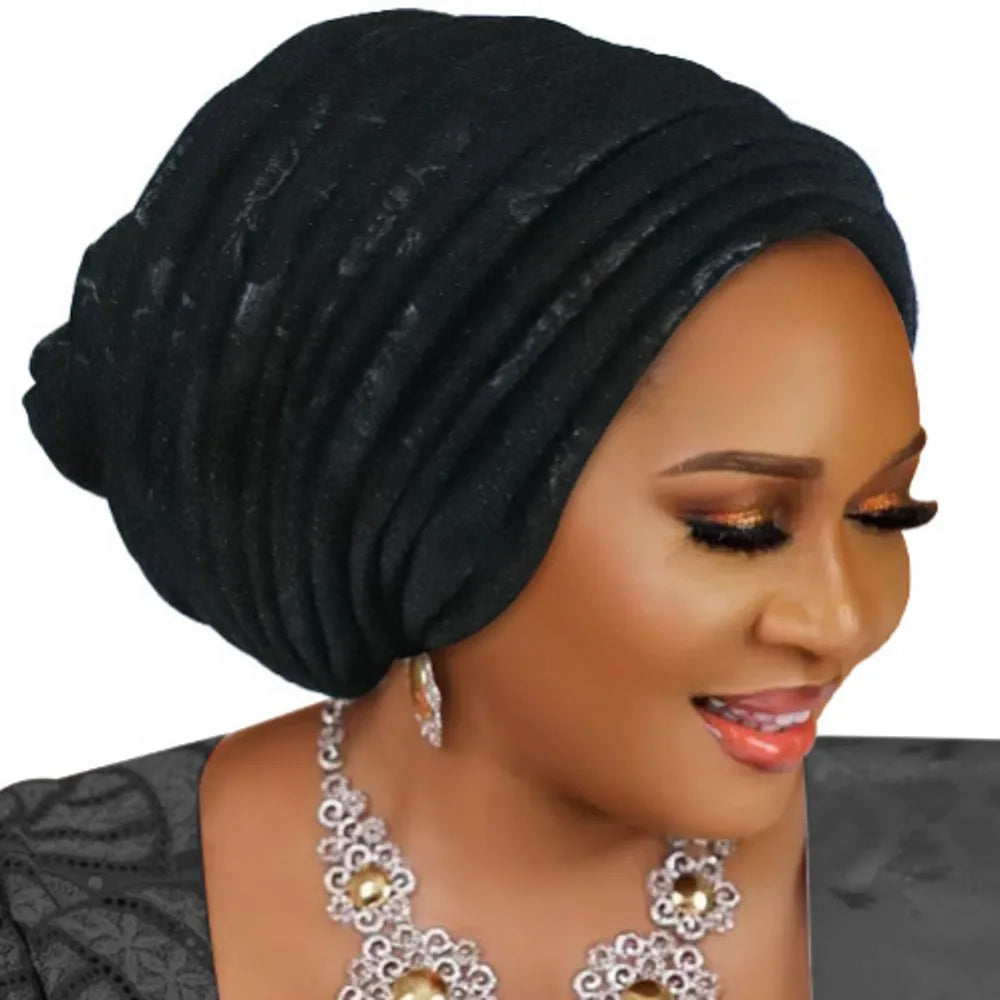 Turban Plissé pour Femme, Cravate de Sauna, ixde Mariage Africain, Nigeria, 2025