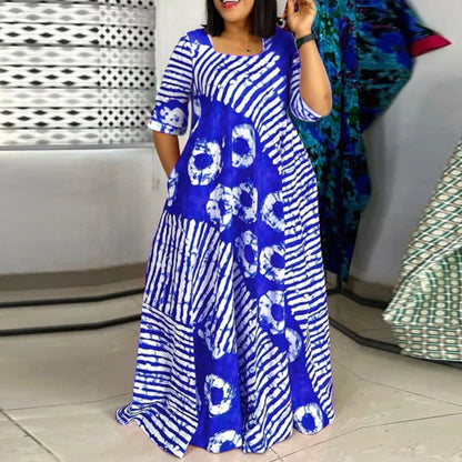 Grande taille femmes bohème Maxi Robe 2025 été imprimé longue Robe d'été VONDA plage fête robes demi manches décontracté Robe ample