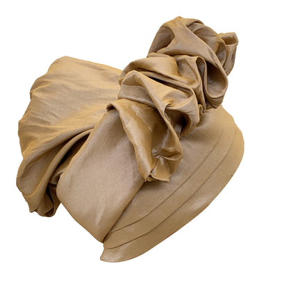 Nouveau bonnet Turban à volants pour femmes, couvre-chef en soie brute africaine, automne, Nigeria, Gele de mariage, bandeau de fête, couvre-chef pour dame