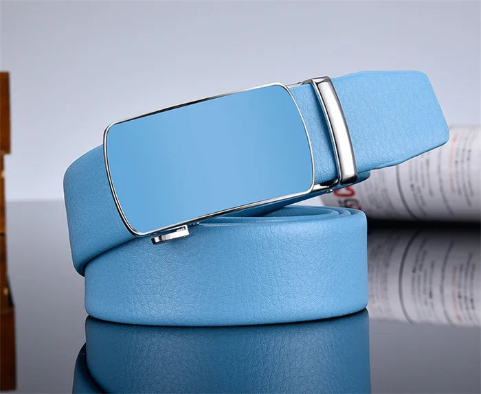 Ceinture automatique bleu ciel pour hommes et femmes, ceinture de loisirs d'affaires, bande passante 3cm et 2024 cm, nouvelle mode, 3.5