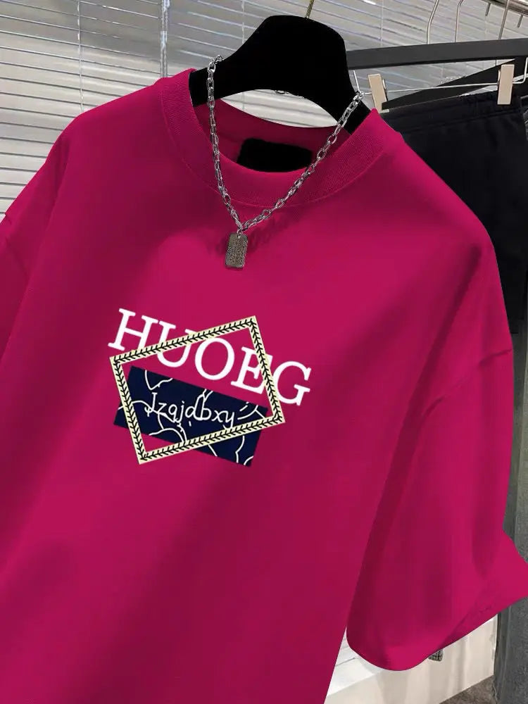 T-shirt à manches courtes en pur coton de style européen pour femmes, vêtements d'été décontractés, haut imprimé à col rond, pull basique pour femme